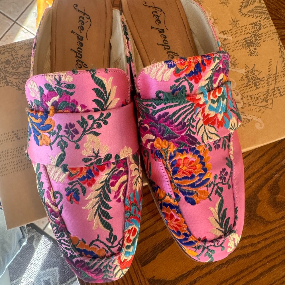 Free People Brocade Pink Loafer